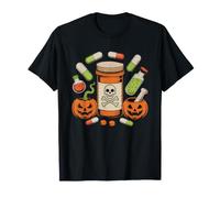 Halloween Pharmacy Tech Skeleton Hands Mortar Pestle T-Shirt
