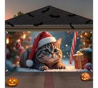 Halloween Photo Backdrop Holiday Cheer Garage Festive Christmas Banner With Bright Colors Festive Design Perfect For Auto Enthusiasts Home Garages Easy Hanging Durable Material(A,480X210X1CM)