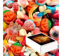 Halloween Pick n Mix Novelty Candy Jelly Sweets Mix With Gift Box - Eyeball,Pumpkin,Spiders,Worm,Skulls Trick or Treat Themed Sweets (500g)