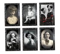 Halloween Picture Frames 6PCS 3D Changing Face Portraits Halloween Scary Decorations Horror Pictures Animatronics for Haunted House Bar Decor