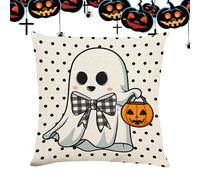 Halloween Pillow Covers - Ghost Print Drawers, Halloween Throw Decor | Haunted Theme Class, Party Sofa Decor | Linen Cushion Cover