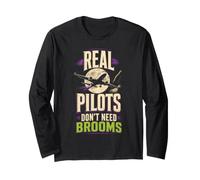 Halloween Pilot Witch Real Pilots Don't Need Brooms Long Sleeve T-Shirt