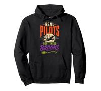 Halloween Pilot Witch Real Pilots Don't Need Brooms Pullover Hoodie