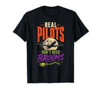 Halloween Pilot Witch Real Pilots Don't Need Brooms T-Shirt
