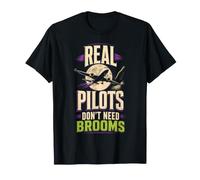 Halloween Pilot Witch Real Pilots Don't Need Brooms T-Shirt