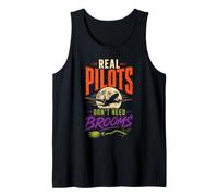 Halloween Pilot Witch Real Pilots Don't Need Brooms Tank Top