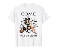 Halloween Pin Up Girl Come In For A Spell Vintage Witch T-Shirt
