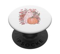 Halloween Pink Ghost Boho Floral Fall Leopard Pink Pumpkin PopSockets Adhesive PopGrip
