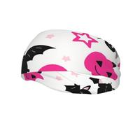Halloween Pink Pumpkin Ghost Skull, Bat Sports Headband Unisex Elastic for Gym Yoga Workout Exercise Sweatbands