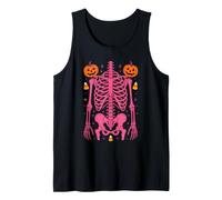 Halloween Pink Skeleton Candy Corn Jack O Lantern Kids Tank Top