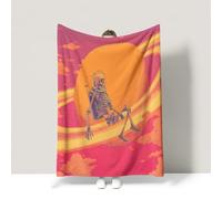 Halloween Pink Throw Blanket Fantastic Retro Dark Artistic Travel Blankets Super Soft Warm For children teenagers adults and the elderly Double (150 x 200 CM)