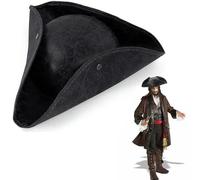 Halloween Pirate Hat for Adult Medieval Costume Hat Brown Distressed Colonial Style Tricorn Party Headwear Women Men Novelty Hats Leather Pirate Cap for Festival Theme Cosplay Fancy Dress Accessory