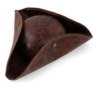 Halloween Pirate Hat for Women Men Brown Distressed Leather Colonial Style Tricorn Adult Novelty Hat Party Headwear Pirate Cap Fancy Dress Medieval Costume Cap Accessory for Festival Theme Cosplay