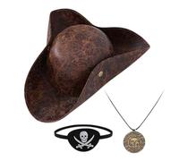 Halloween Pirate Hat | Renaissance Pirate Costume for Halloween | Complete Realistic Synthetic Leather Role Play for Challenges Character Events Theatre and Stage