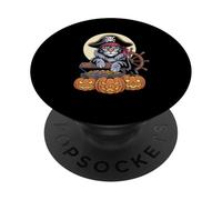 Halloween Pirate Maine Coon Treasure American Longhair PopSockets Adhesive PopGrip