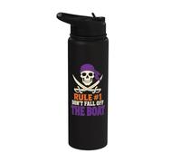 Halloween Pirate Rule 1 Don't Fall Off The Boat Funny Skull Stainless Steel Insulated Water Bottle