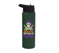 Halloween Pirate Rule 1 Don't Fall Off The Boat Funny Skull Stainless Steel Insulated Water Bottle