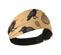 Halloween Pixel Black Crow Cat no slip womens headband Elastic head for women for tennis Yoga Cycling Yoga
