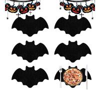 Halloween Placemats Table Mats Set of 6 Place Mats for Table Bat Shaped Felt Placemat Heat Resistant Mat Suitable for Halloween Table Decoration