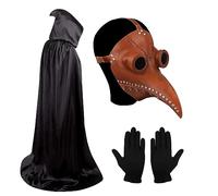 Halloween Plague Doctor Bird Beak Mask, Gothic Plague Doctors Mask, Plague Doctor Costume, Halloween Props Include Latex Long Nose Birds Beak Mask, Black Hooded Cloak and Gloves