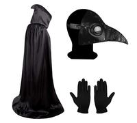 Halloween Plague Doctor Mask, Halloween Costume Props, Plague Doctor Costume, Steampunk Halloween Mask, Long Nose Bird Beak Mask with Gloves, Hooded Cloak for Halloween Cosplay Party Men Women