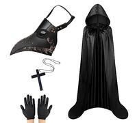 Halloween Plague Doctor Mask, Plague Doctor Costume Set, Long Nose Beak Mask, Halloween Beak Mask with Cloak, Steampunk Halloween Mask Costume Props for Halloween Cosplay Party