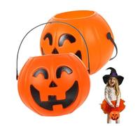 Halloween Plastic Pumpkin Candy Bucket, Halloween Pumpkin Candy Box with Handle for Trick or Treat Pumpkins Baskets Decorations Party Favors (2pcs)