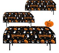 Halloween Plastic Tablecloth | 3 Pcs Pack (54” Inch Wide x 102” Inch Long) | Halloween Rectangular Table Cover | Pumpkin, Witches Table Decoration | Halloween Party Decorations Tablecover |by Anapoliz