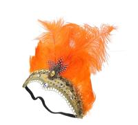 Halloween Plume Headband for Stage Performances Party Headwear | Orange Sequin Trim, Costume Accessory and Quick Topper, for Girls and Men at Parties