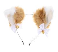 Halloween Plush Ear Headband Brown Reusable Cosplay Accessory | One Piece Design, Fluffy Faux Fur Finish, Bow Detail, Fits Most Heads for Themed Photoshoots