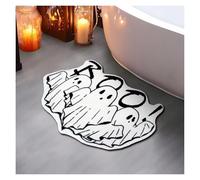 Halloween Plush Rugs Imitation Cashmere Soft Orange Home Carpet Autumn Decoration The Ghost Spider Web Skull Mat(White black,40X60CM)