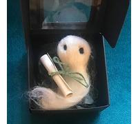 Halloween Pocket Ghost with A Tiny Scroll, Mini Ghost Band Plush Doll, Adopt A Ghost,Wool Felt Spooky Doll Pocket Hug Ghost in a Box Gift for Women Best Friend Halloween Decorations (1)