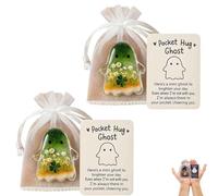 Halloween Pocket Hugs Ghost - Cute Ghost Encouragement Card with Positive Message | Small Gift for Friends, Anxiety Relief & Emotional Support, Ghost Pocket Card, Small Decorative Keepsake (B *2PCS)