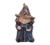 Halloween Polyresin Garden Gnome for Witch Ornaments Indoor/Outdoor Decor Teal and Christmas Decorations (A, One Size)
