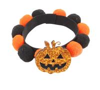 Halloween Pom-pom Cat Collar, Adjustable Pumpkin Bat Witch Dog Collar S A