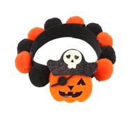 Halloween Pom-pom Cat Collar, Adjustable Pumpkin Bat Witch Dog Collar S B