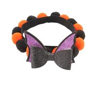 Halloween Pom-pom Cat Collar, Adjustable Pumpkin Bat Witch Dog Collar S C