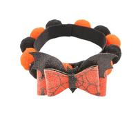 Halloween Pom-pom Cat Collar, Adjustable Pumpkin Bat Witch Dog Collar S D