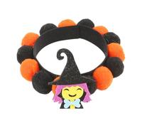 Halloween Pom-pom Cat Collar, Adjustable Pumpkin Bat Witch Dog Collar S E