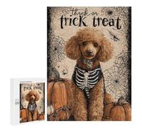 Halloween Poodle Skeleton Costume-1 Puzzle 1000 Teile Schwer Puzzle Spielzeug Lernspiel Impossible Herausforderungsspielzeug Für Erwachsene Kinder 500 PCS