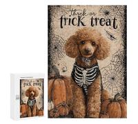 Halloween Poodle Skeleton Costume-1 Puzzle 1000 Teile Schwer Puzzle Spielzeug Lernspiel Impossible Herausforderungsspielzeug Für Erwachsene Kinder 300 PCS