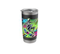 Halloween Pop Art Skeleton Skateboarder Skateboard Stainless Steel Insulated Tumbler