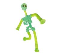 Halloween Pop Tubes Skeleton Toy, Stretchy Skeleton Fidget Toys for Kids, Telescopic Suction Cup Toy, Halloween Party Favors Goody Bag Fillers (Green)