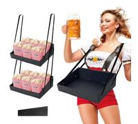 Halloween Popcorn Snack Trays,4x15x11.2 In Concession Carrier with Strap,Stadium Snack & Vending Tray,Hawker,20's Theme Costume Accessory,Usherette Movie & Popcorn Vendor Trays with Neck Strap (2 Pcs)
