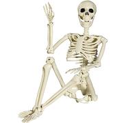 Halloween Posable Skeleton - 90cm Full Body Halloween Skeleton with Movable Joints for Halloween Outdoor Indoor Garden House Patio Decorations (90cm)