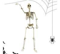 Halloween Posable Skeleton - ABS Halloween Human Skelleton Full Body | Flexible Movable Joints skelettons with Dog Skeletton | Spooky Photo Props Garden Decor for Garden Landscapes