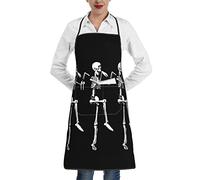 Halloween Posable Skeleton Skull Aprons, Unisex Cooking Apron Bib Apron With Pockets For Home Kitchen Restaurant Bbq Baking
