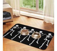 Halloween Posable Skeleton Skull Pet Feeding Mat Bowl Mat Dog Mat Suitable For Dogs Cats Specific Pads Feeder