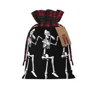 Halloween Posable Skeleton Skull Print Christmas Drawstring Gift Bags For Xmas Wrapping Festive Packaging Goodie Bags