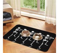 Halloween Posable Skeleton Skull Print Pet Absorbent Leather Tablecloth Perfect for Dogs, Cats, and Other Pets